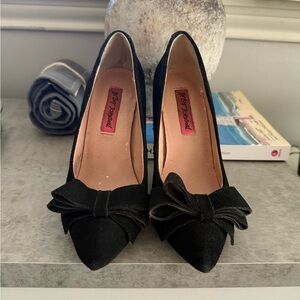 Betsey Johnson Black Heels with Bow Accent